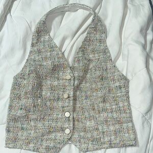 Multicolor Tweed Halter Vest SHEIN